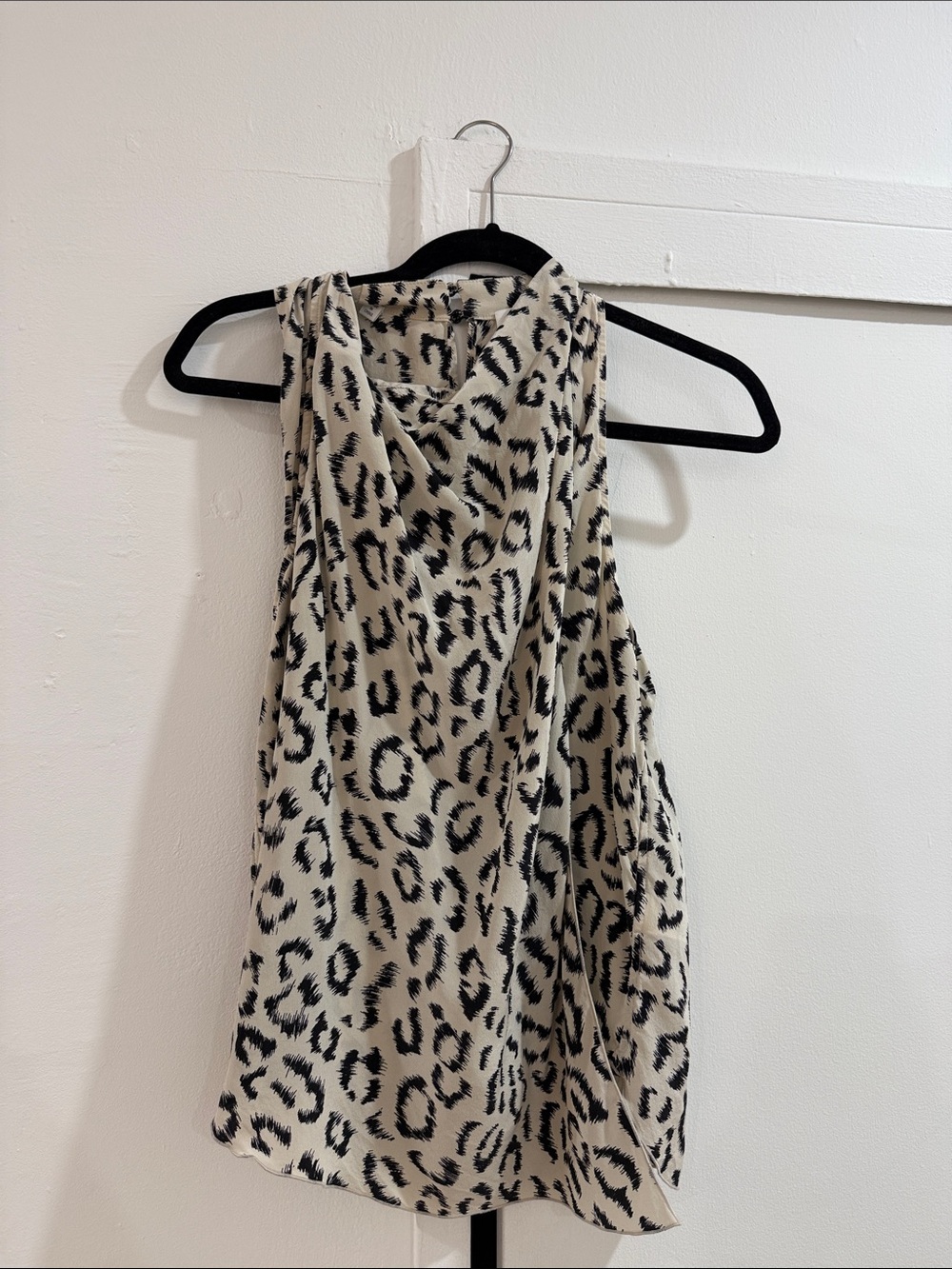 ALC Silk Sleeveless Leopard Print Halter Wrap Top